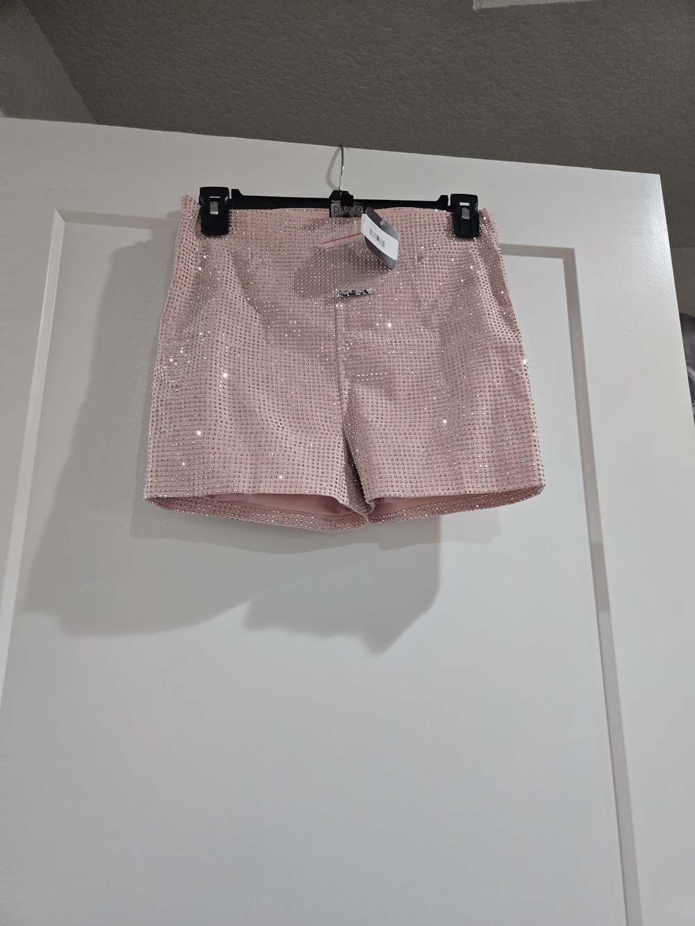 High Waist Pink Sequin Women's Shorts